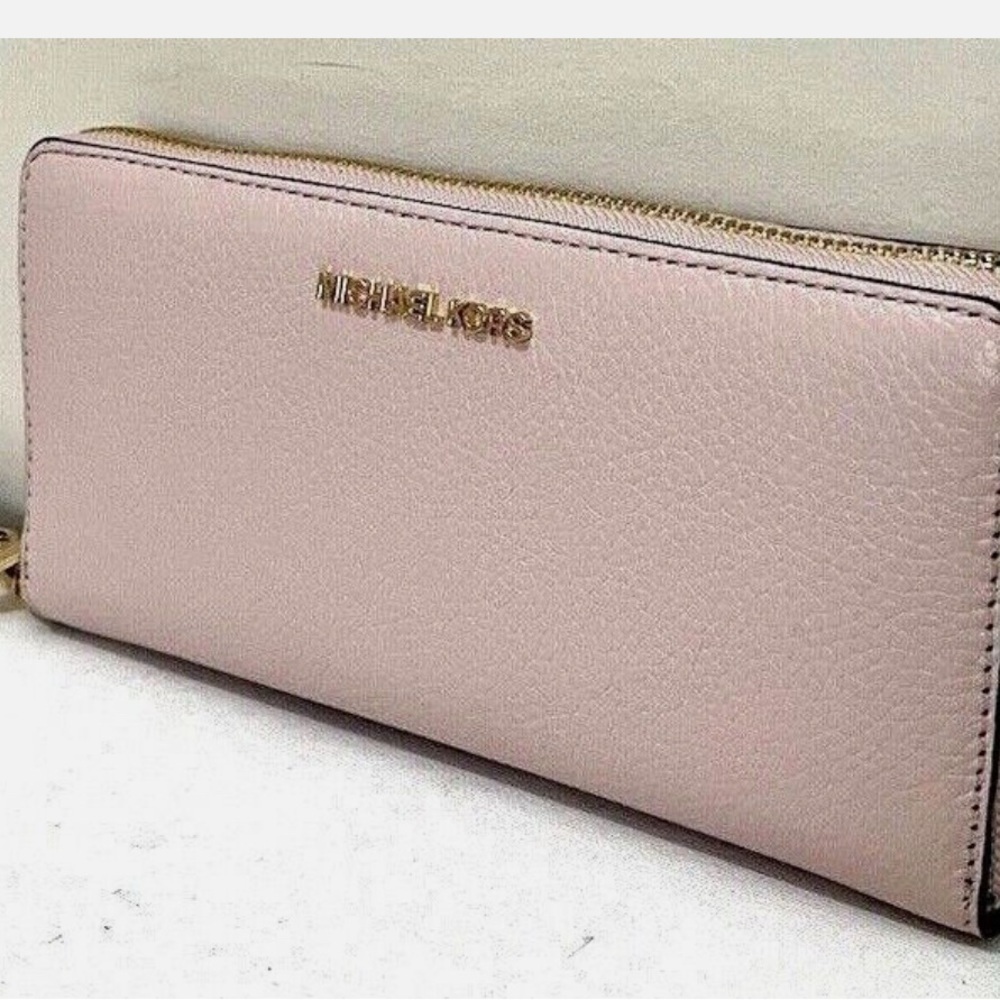 Michael Kors Light Pink Wallet Sleek Minimalist Design pebbled leather